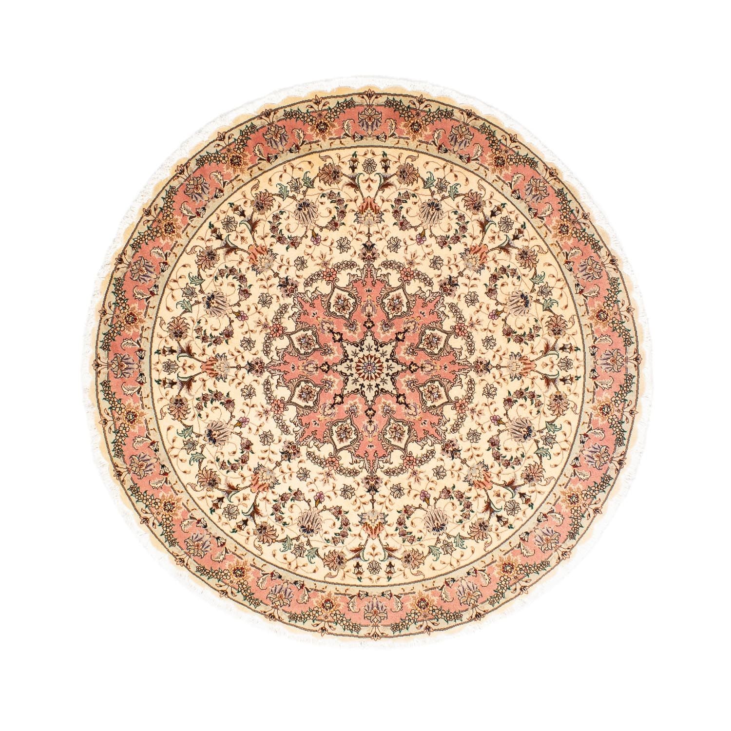 Alfombra Persa - Tabriz - Real redondo  - 150 x 150 cm - beige