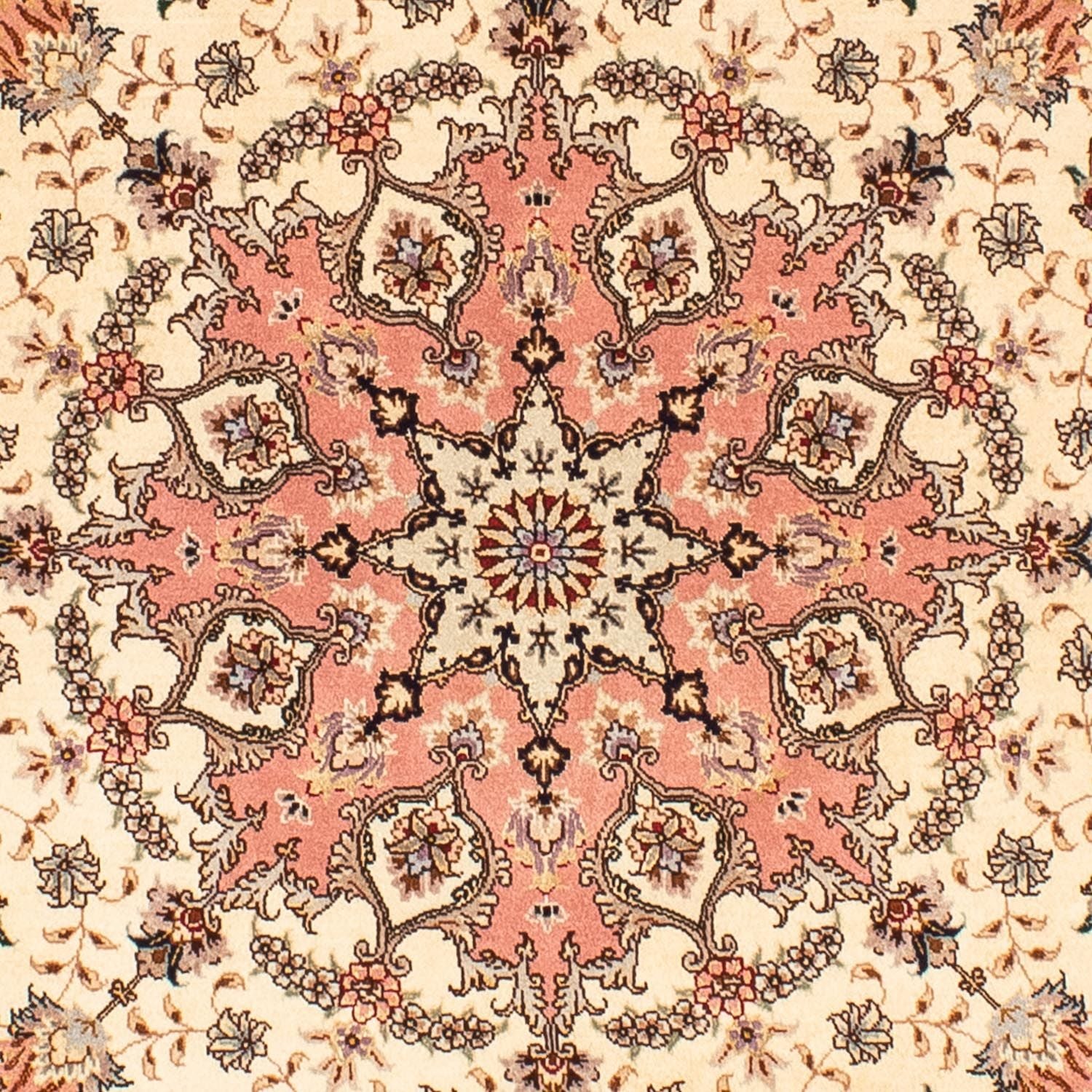 Alfombra Persa - Tabriz - Real redondo  - 150 x 150 cm - beige