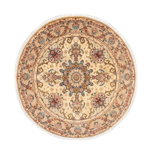 Alfombra Persa - Tabriz - Real redondo  - 150 x 150 cm - marrón claro