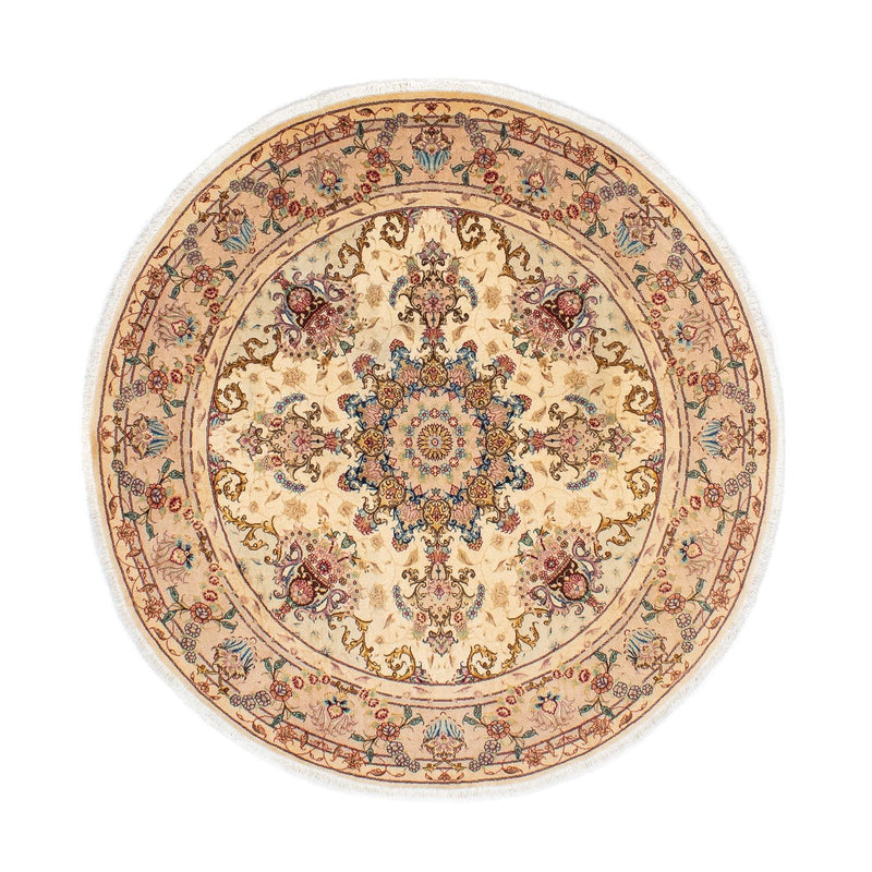 Alfombra Persa - Tabriz - Real redondo  - 150 x 150 cm - marrón claro