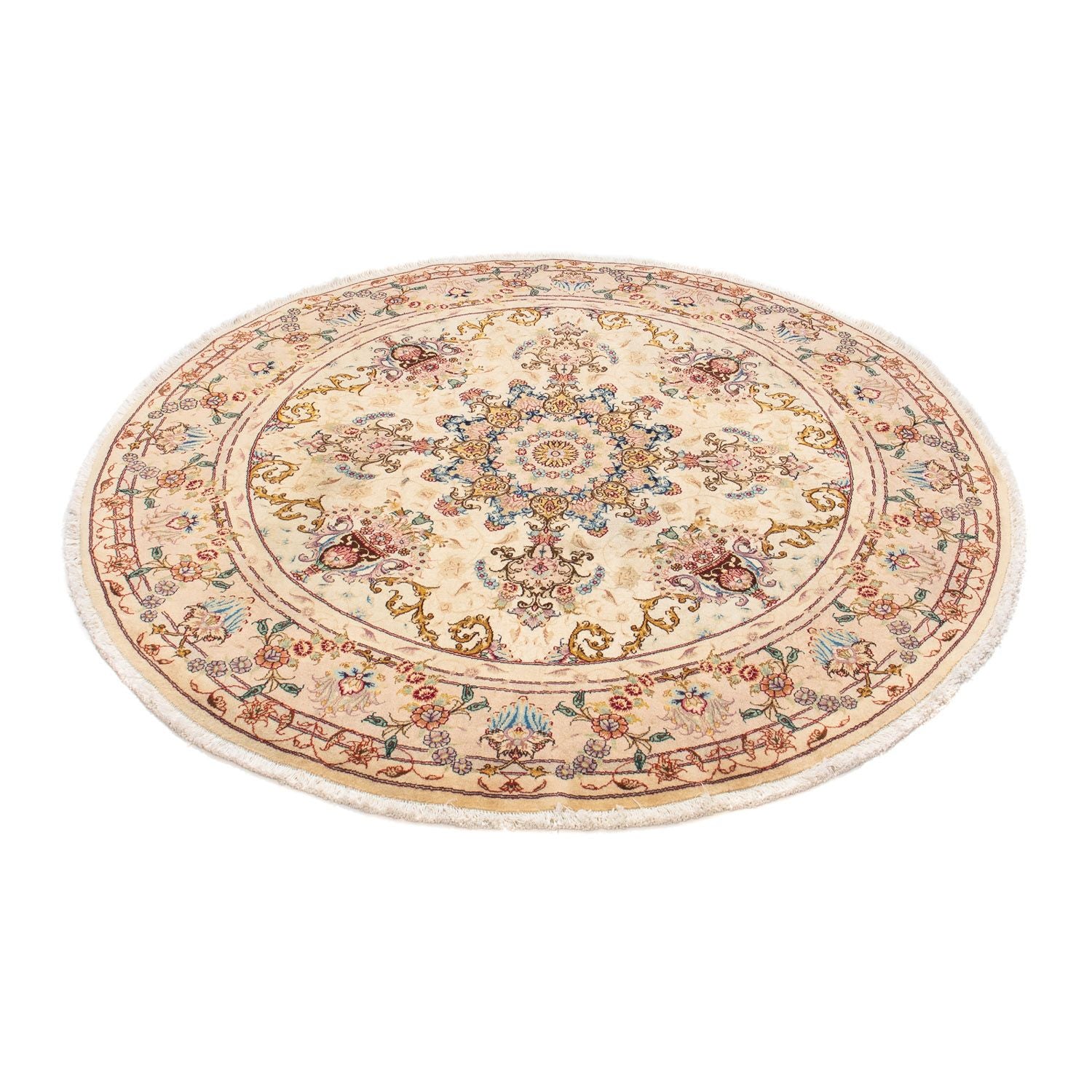 Alfombra Persa - Tabriz - Real redondo  - 150 x 150 cm - marrón claro