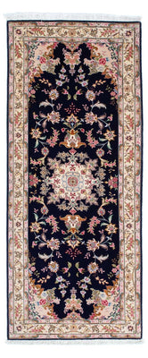 Alfombra de pasillo Alfombra Persa - Tabriz - Real - 198 x 82 cm - azul oscuro