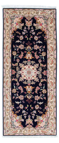 Alfombra de pasillo Alfombra Persa - Tabriz - Real - 198 x 82 cm - azul oscuro