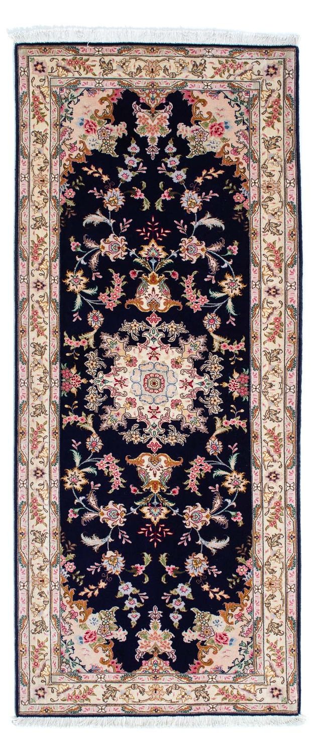 Alfombra de pasillo Alfombra Persa - Tabriz - Real - 198 x 82 cm - azul oscuro