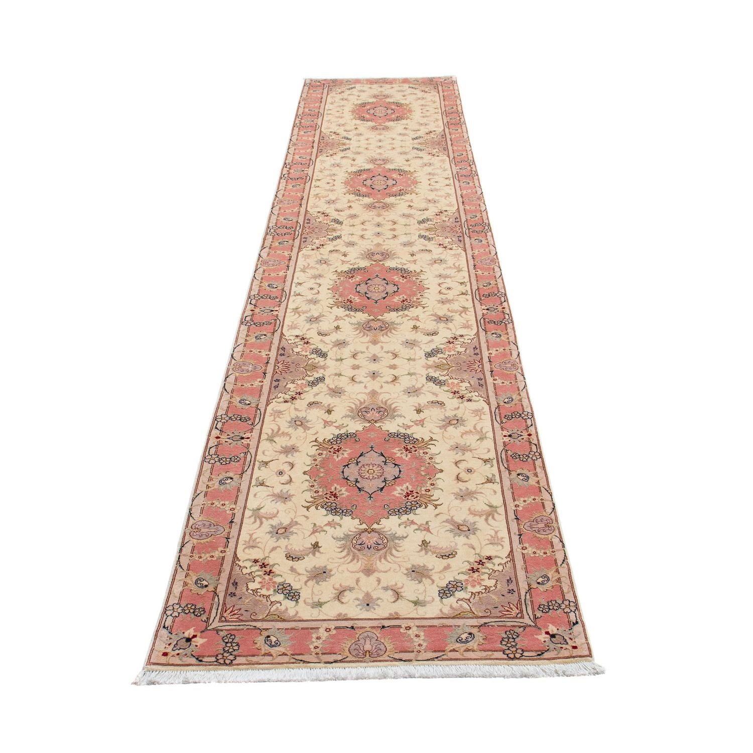 Alfombra de pasillo Alfombra Persa - Tabriz - Real - 410 x 80 cm - beige