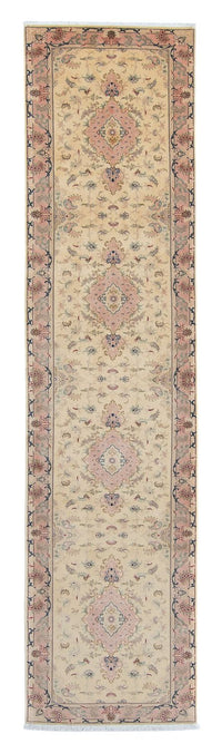 Alfombra de pasillo Alfombra Persa - Tabriz - Real - 397 x 86 cm - beige