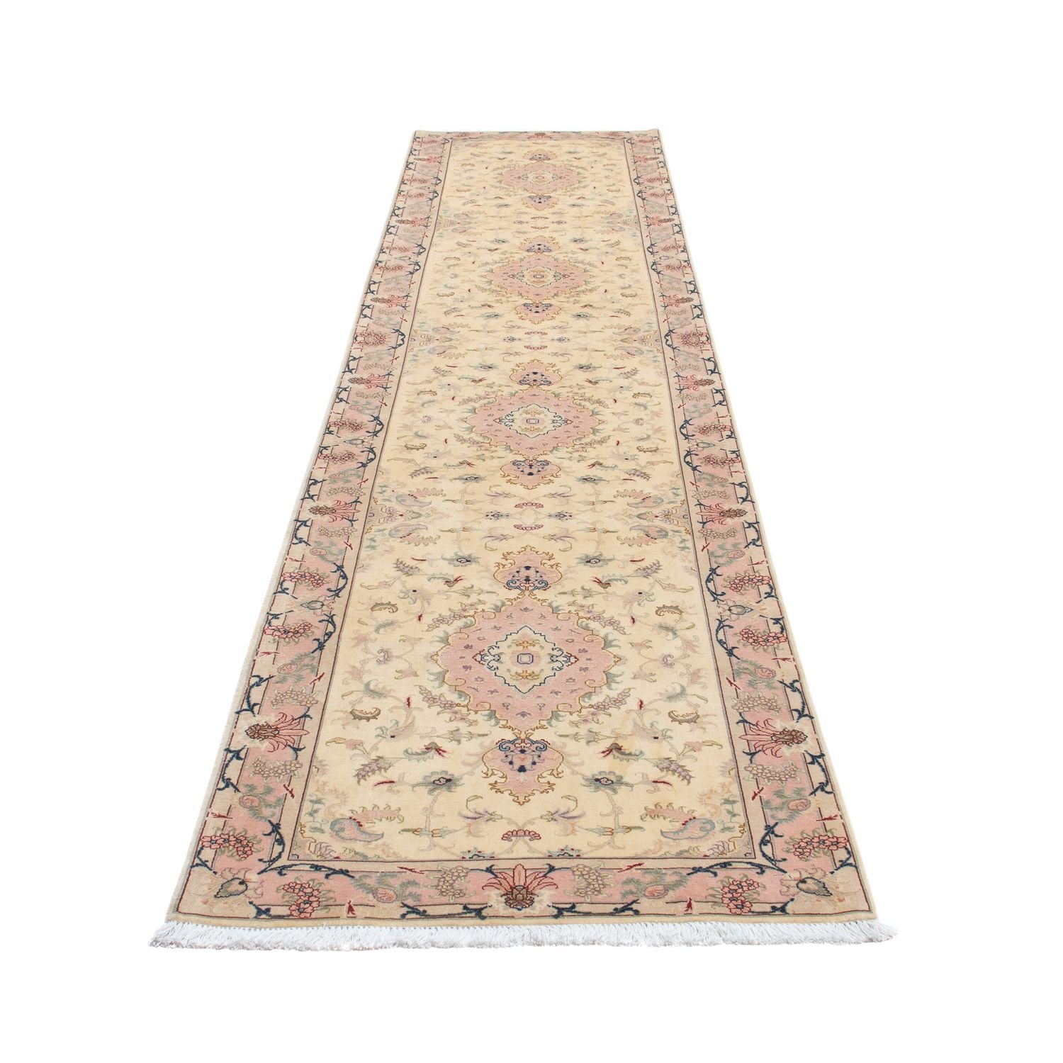 Alfombra de pasillo Alfombra Persa - Tabriz - Real - 397 x 86 cm - beige