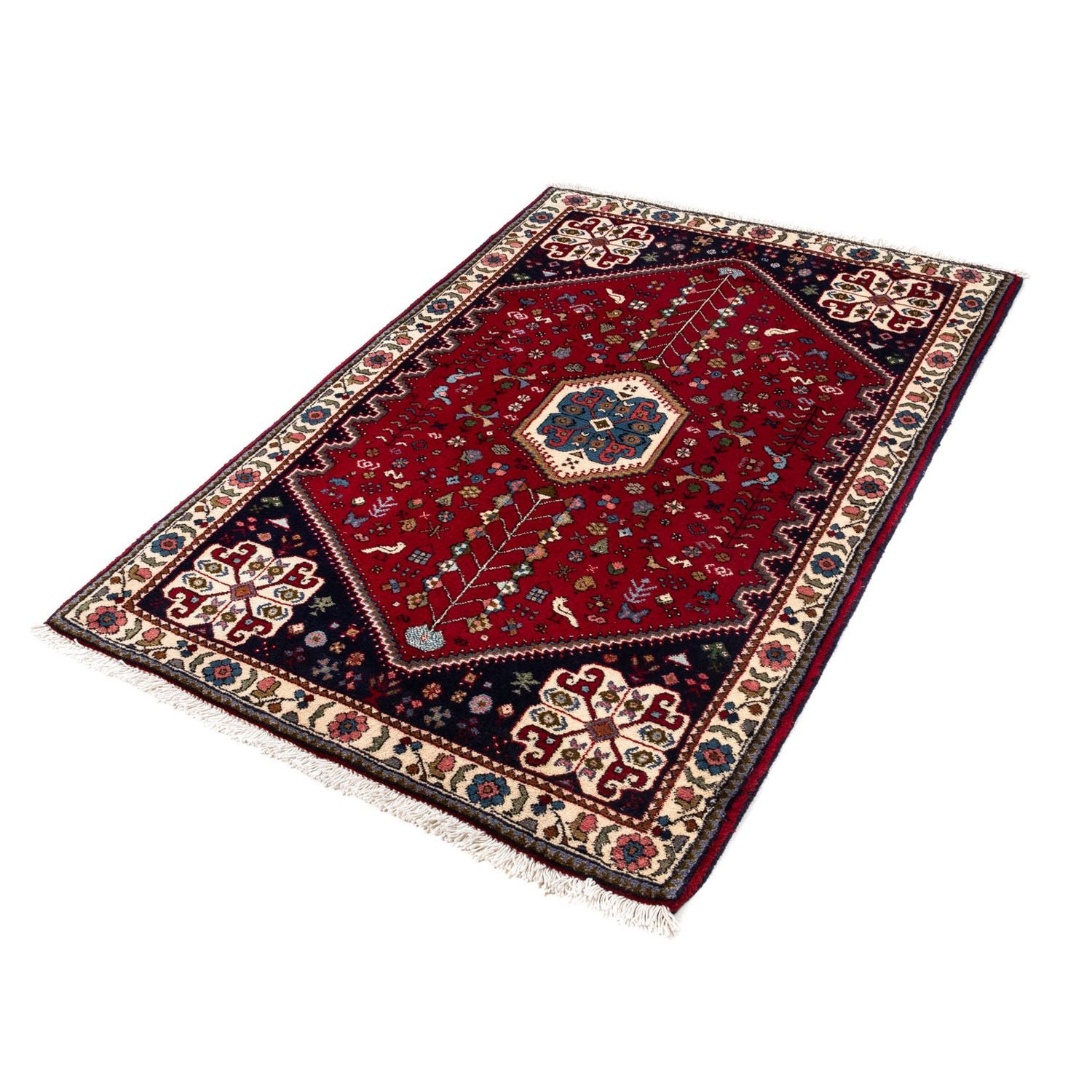 Alfombra persa - Nómada - 144 x 98 cm - rojo oscuro