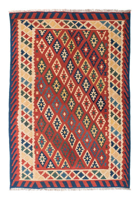 Alfombra Kelim - Oriental - 206 x 156 cm - rojo oscuro