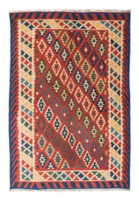 Alfombra Kelim - Oriental - 206 x 156 cm - rojo oscuro