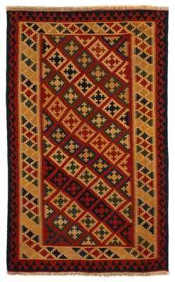 Alfombra Kelim - Oriental - 211 x 146 cm - rojo oscuro