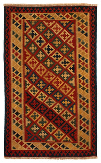 Alfombra Kelim - Oriental - 211 x 146 cm - rojo oscuro