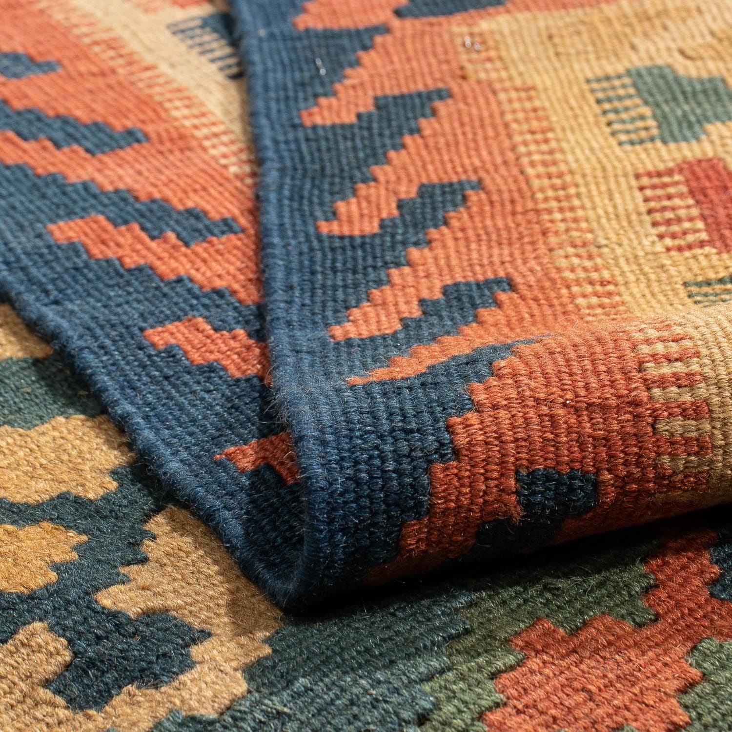 Alfombra Kelim - Oriental - 203 x 155 cm - azul oscuro