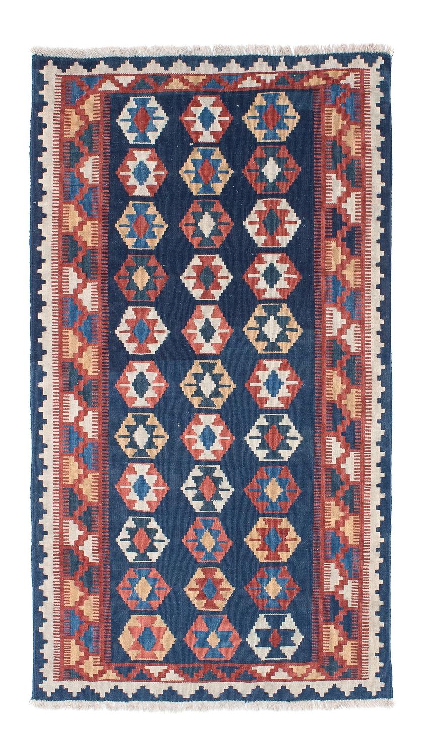 Alfombra de pasillo Alfombra Kelim - Oriental - 186 x 104 cm - azul