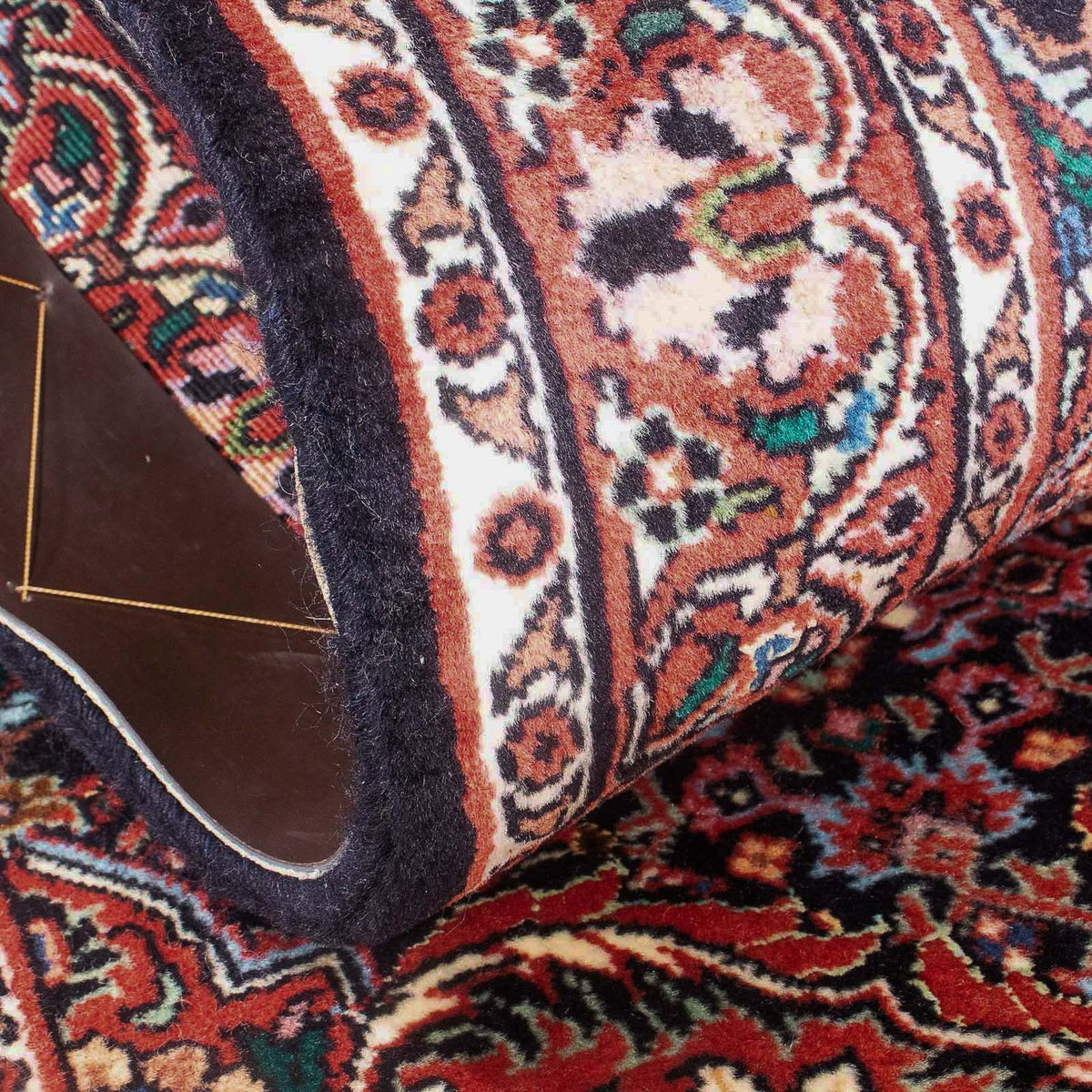 Alfombra persa - Bidjar - 140 x 68 cm - azul oscuro