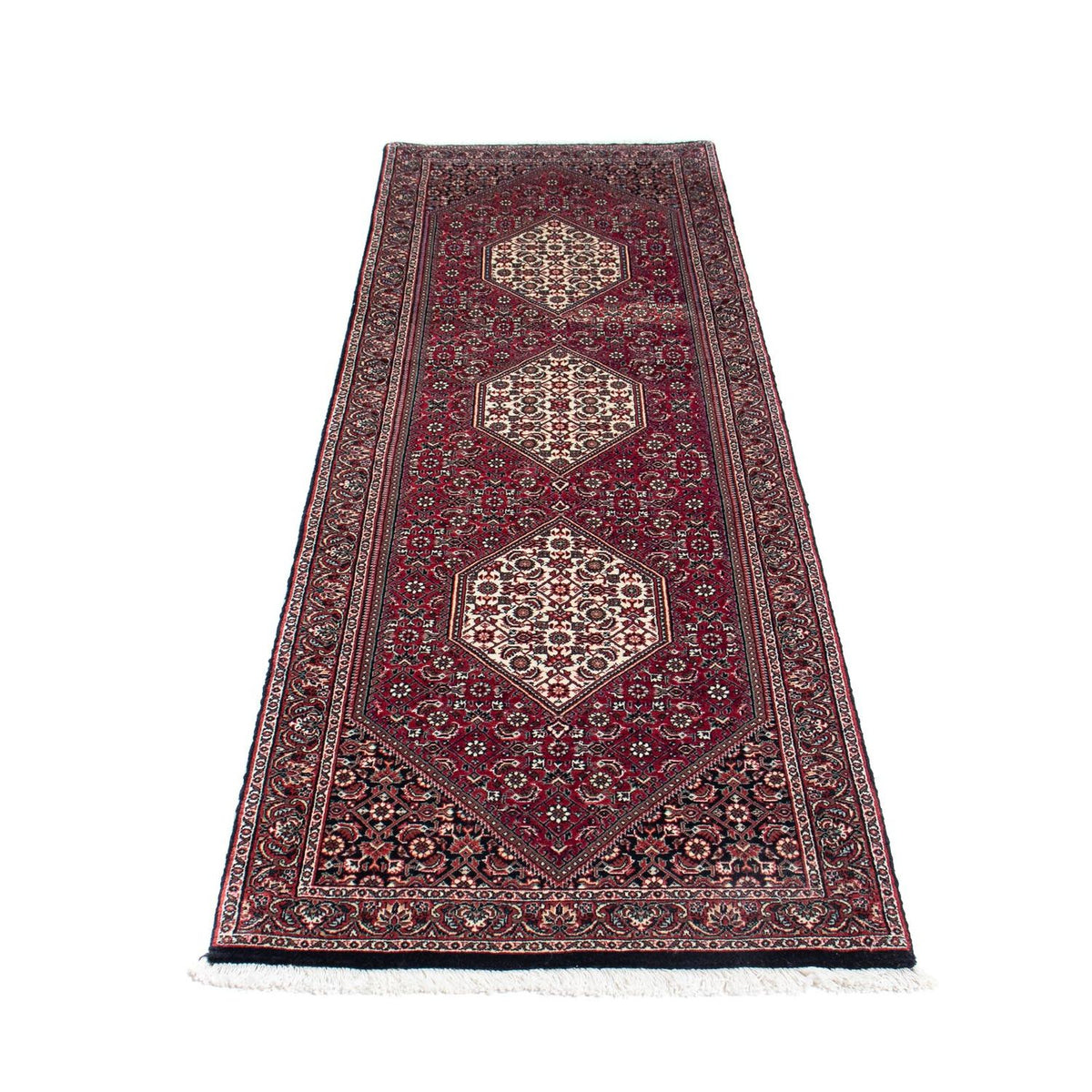 Alfombra de pasillo Alfombra persa - Bidjar - 248 x 73 cm - rojo oscuro