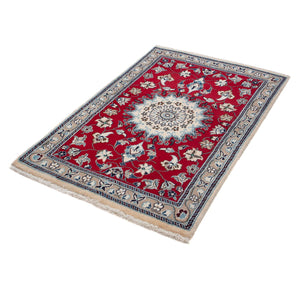Alfombra persa - Nain - 134 x 89 cm - rojo oscuro