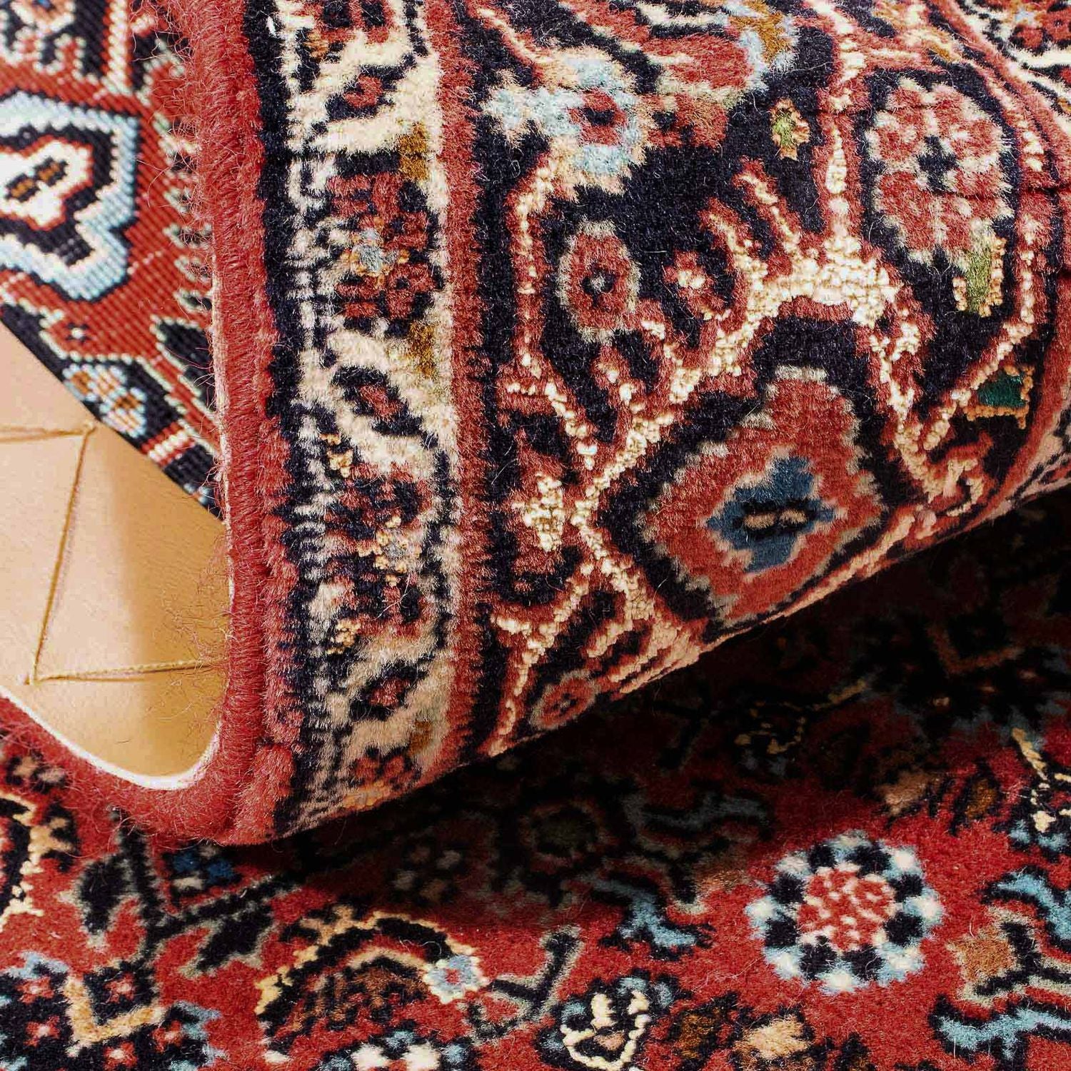Alfombra persa - Bidjar - 137 x 96 cm - rojo oscuro