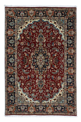 Alfombra persa - Ghom - 204 x 138 cm - rojo oscuro