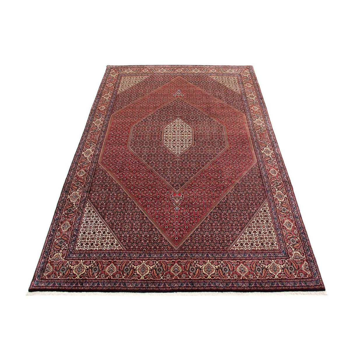Alfombra persa - Bidjar - 382 x 249 cm - rojo oscuro