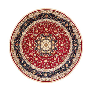 Alfombra Persa - Tabriz - Real redondo  - 250 x 250 cm - rojo oscuro