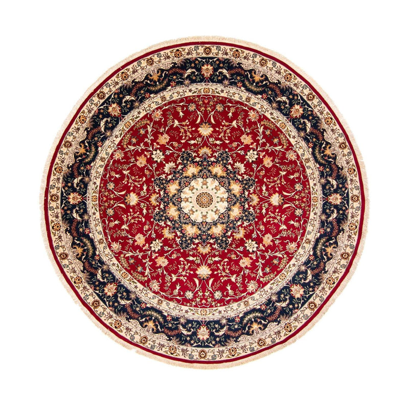 Alfombra Persa - Tabriz - Real redondo  - 250 x 250 cm - rojo oscuro