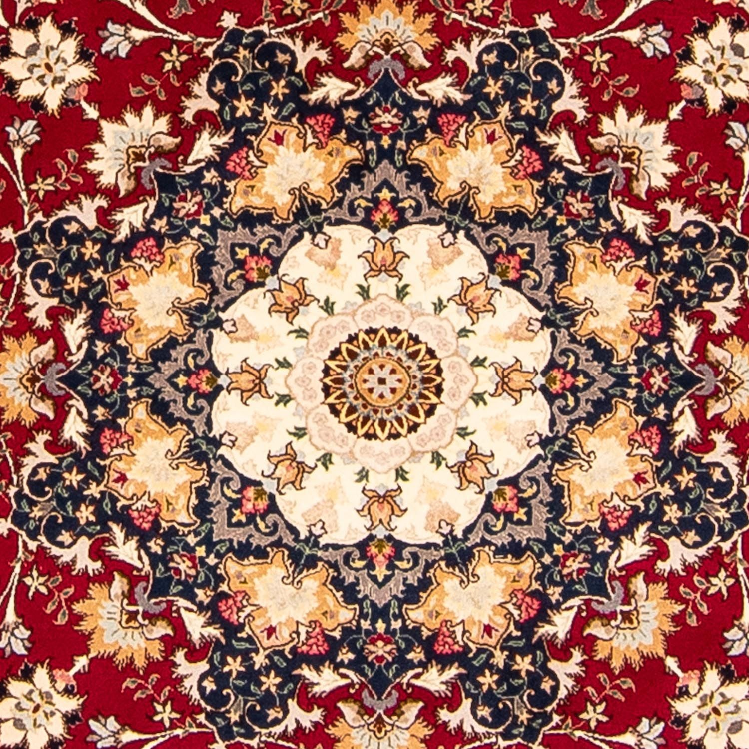 Alfombra Persa - Tabriz - Real redondo  - 250 x 250 cm - rojo oscuro