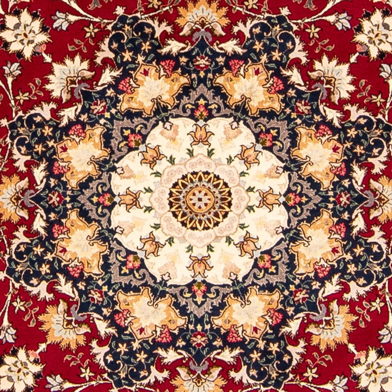 Alfombra Persa - Tabriz - Real redondo  - 250 x 250 cm - rojo oscuro