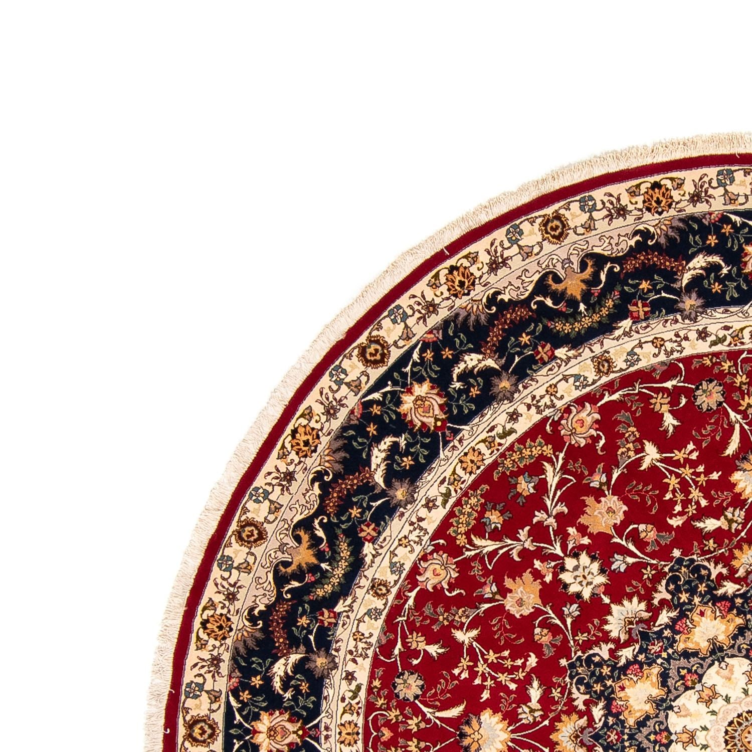 Alfombra Persa - Tabriz - Real redondo  - 250 x 250 cm - rojo oscuro