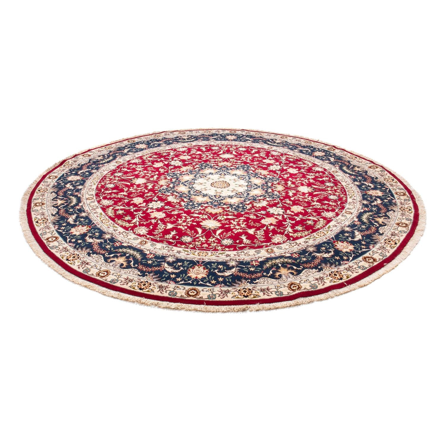Alfombra Persa - Tabriz - Real redondo  - 250 x 250 cm - rojo oscuro