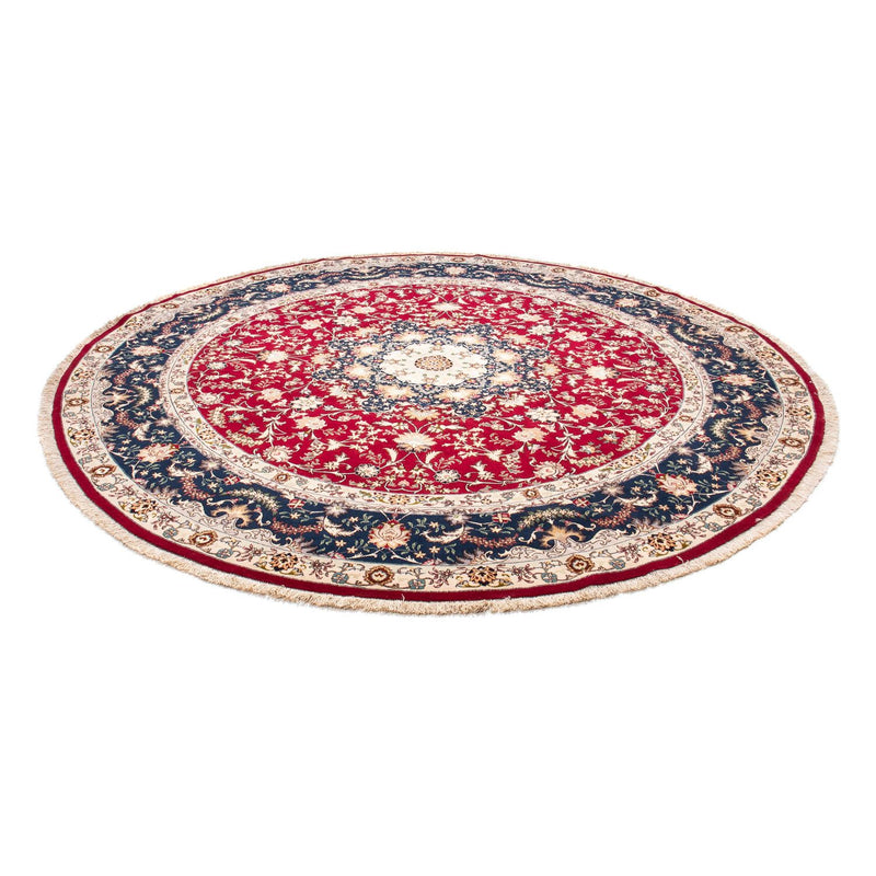 Alfombra Persa - Tabriz - Real redondo  - 250 x 250 cm - rojo oscuro
