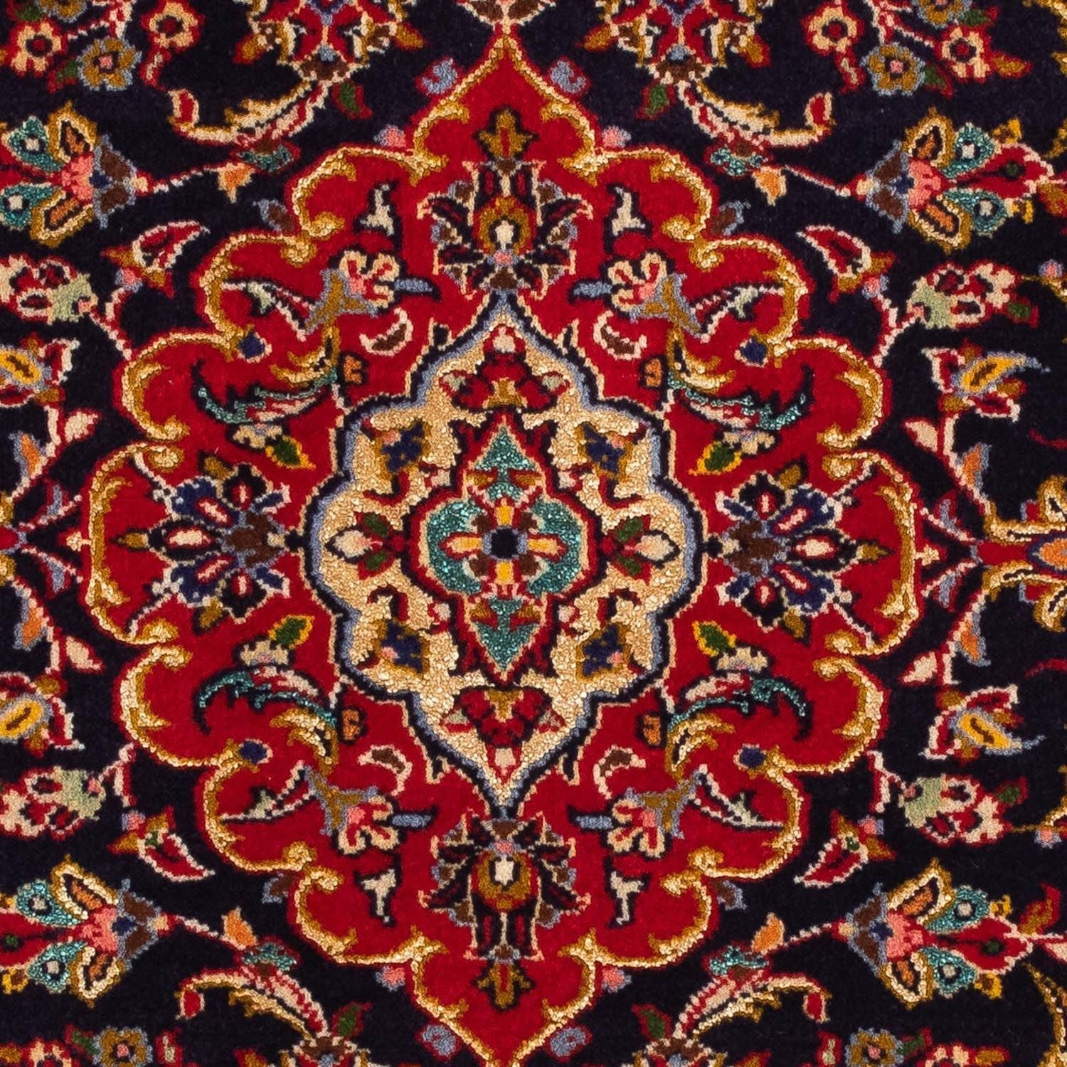Alfombra persa - Keshan - 118 x 77 cm - azul oscuro