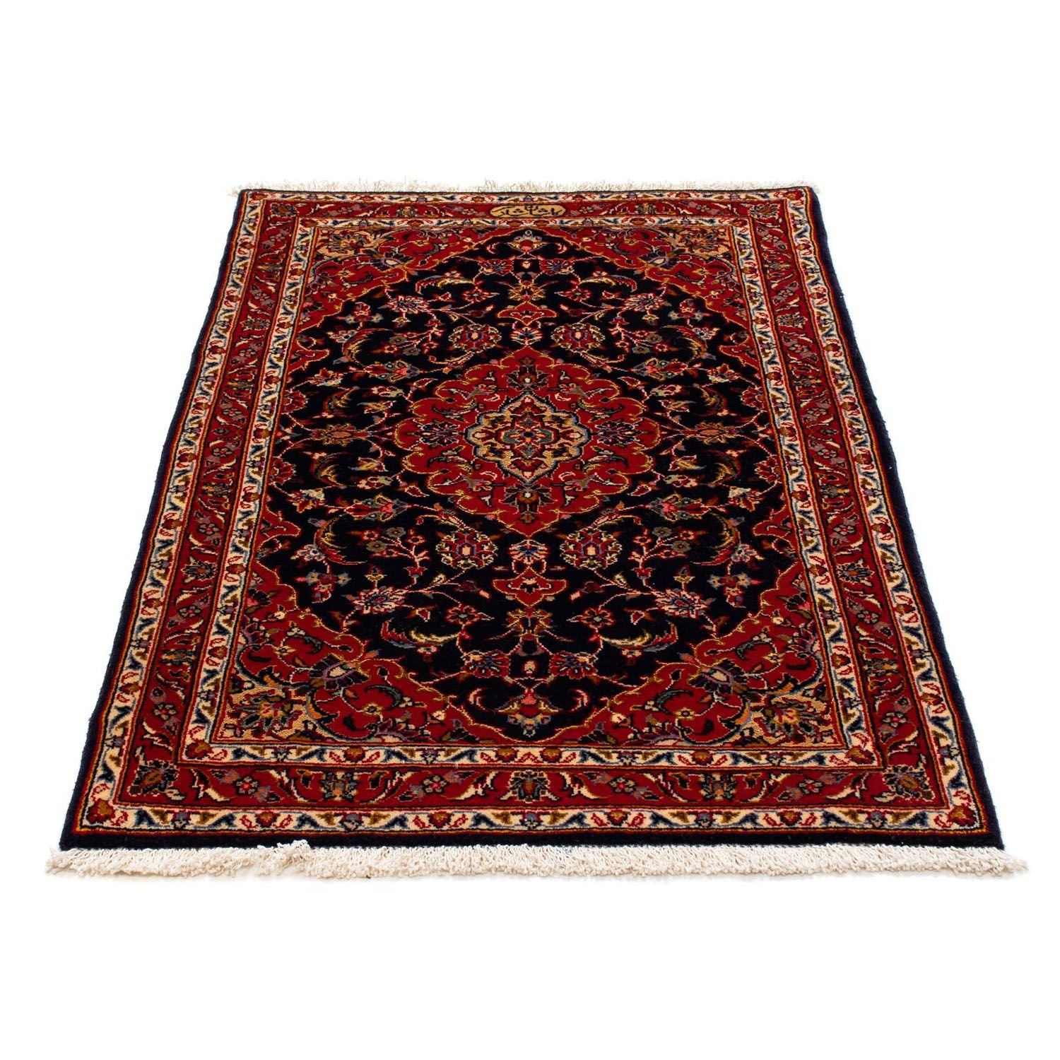 Alfombra persa - Keshan - 121 x 79 cm - azul oscuro