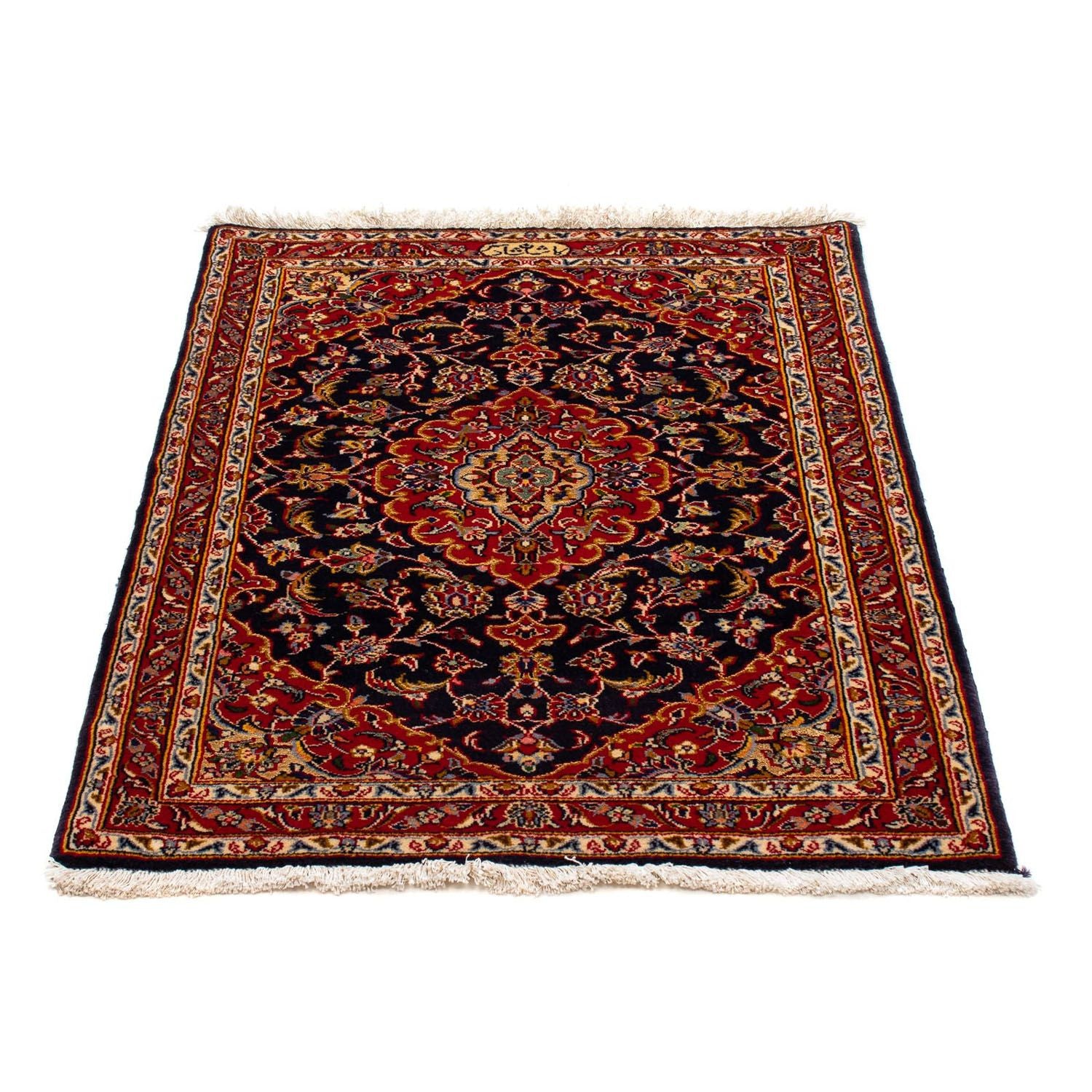 Alfombra persa - Keshan - 113 x 78 cm - azul oscuro