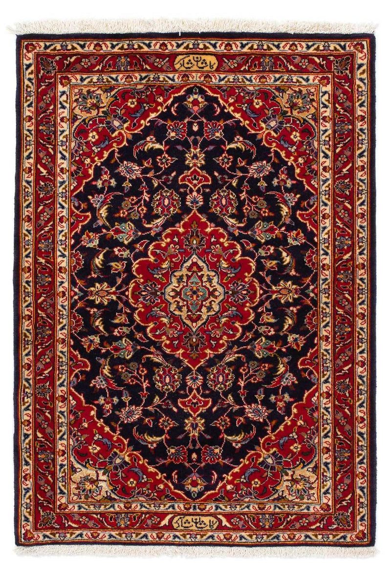 Alfombra persa - Keshan - 119 x 80 cm - azul oscuro