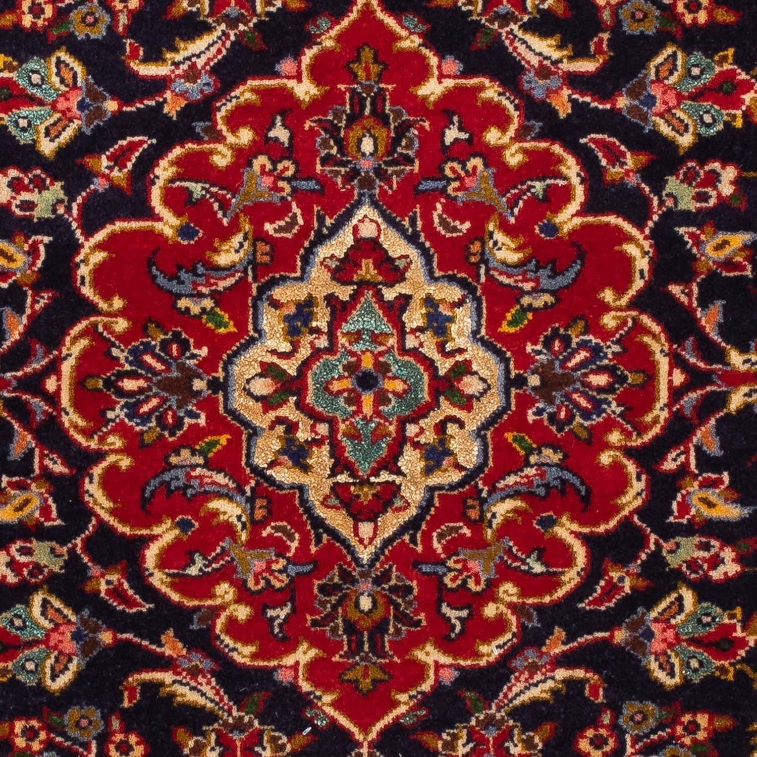 Alfombra persa - Keshan - 119 x 80 cm - azul oscuro