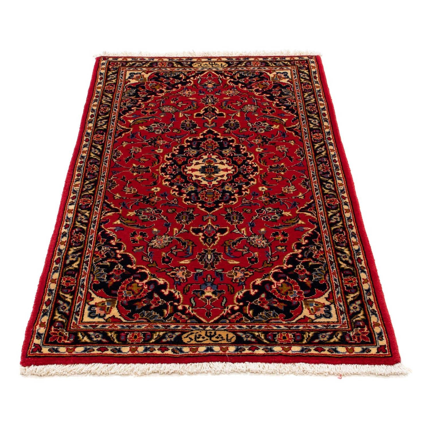 Alfombra persa - Keshan - 126 x 70 cm - rojo oscuro