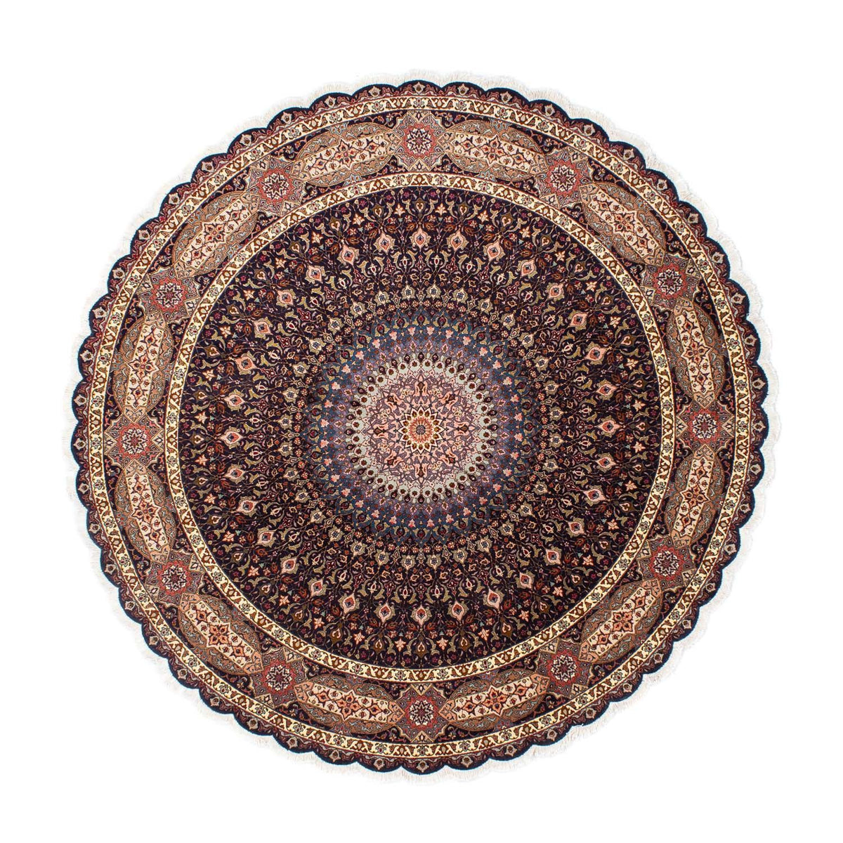Alfombra Persa - Tabriz - Real redondo  - 240 x 240 cm - azul oscuro