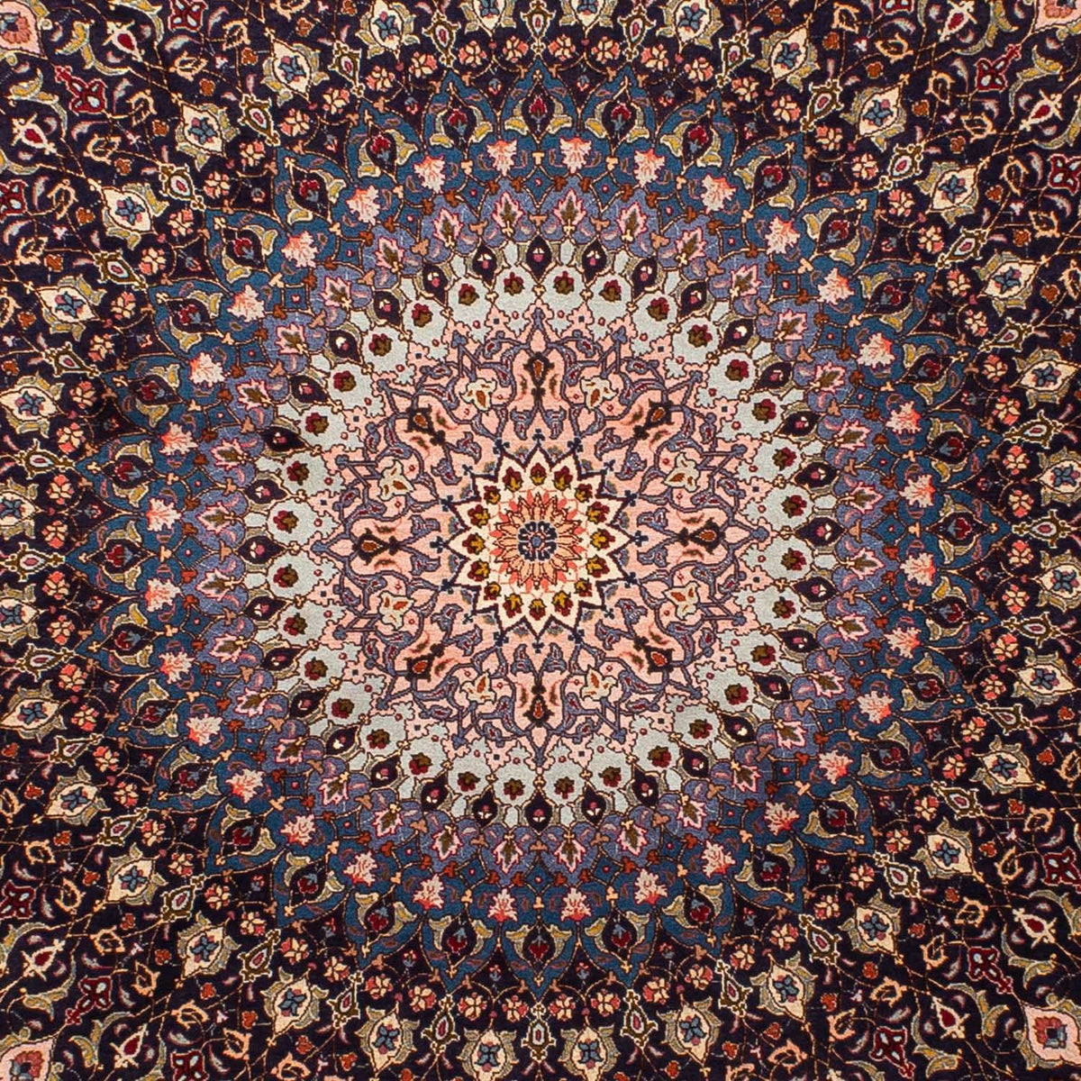 Alfombra Persa - Tabriz - Real redondo  - 240 x 240 cm - azul oscuro