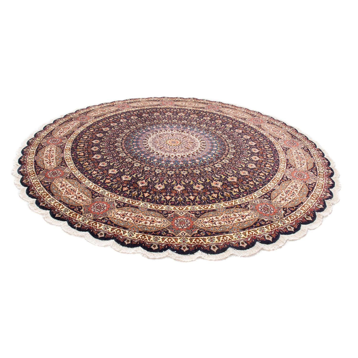 Alfombra Persa - Tabriz - Real redondo  - 240 x 240 cm - azul oscuro