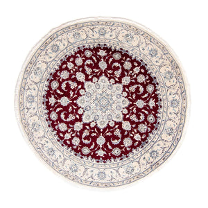 Alfombra persa - Nain redondo  - 245 x 245 cm - rojo oscuro