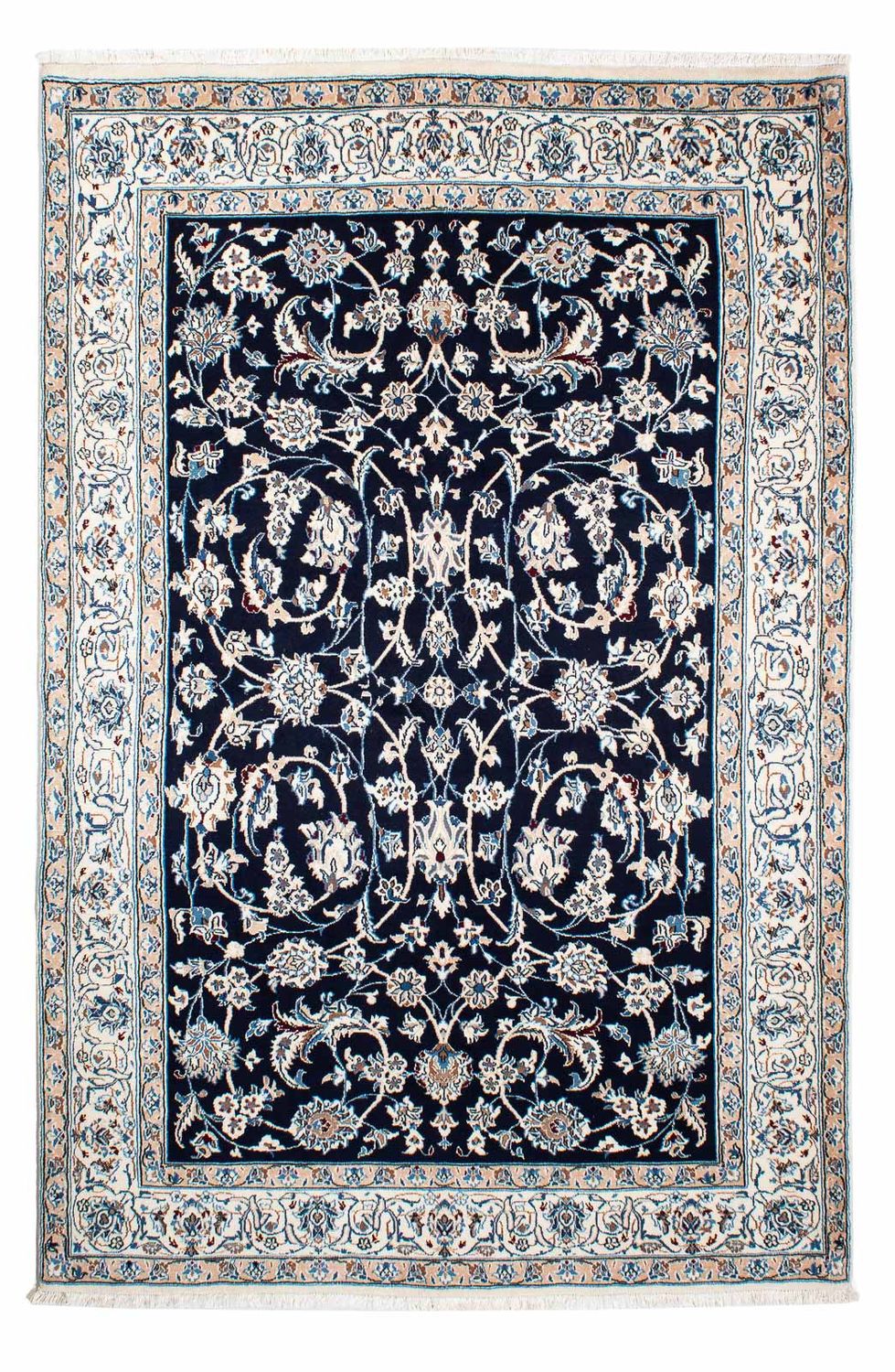Alfombra Persa - Nain - Real - 231 x 155 cm - azul oscuro