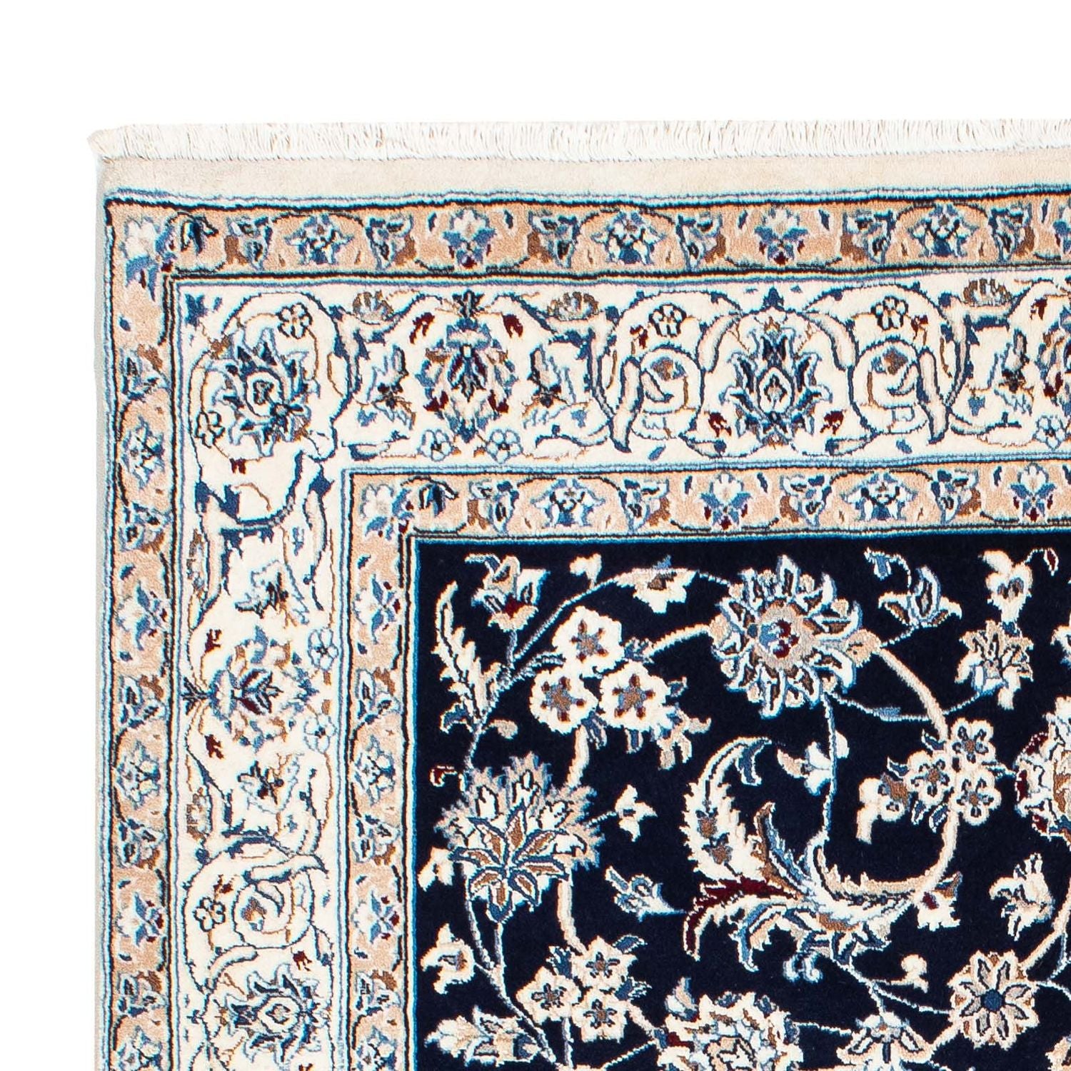 Alfombra Persa - Nain - Real - 231 x 155 cm - azul oscuro