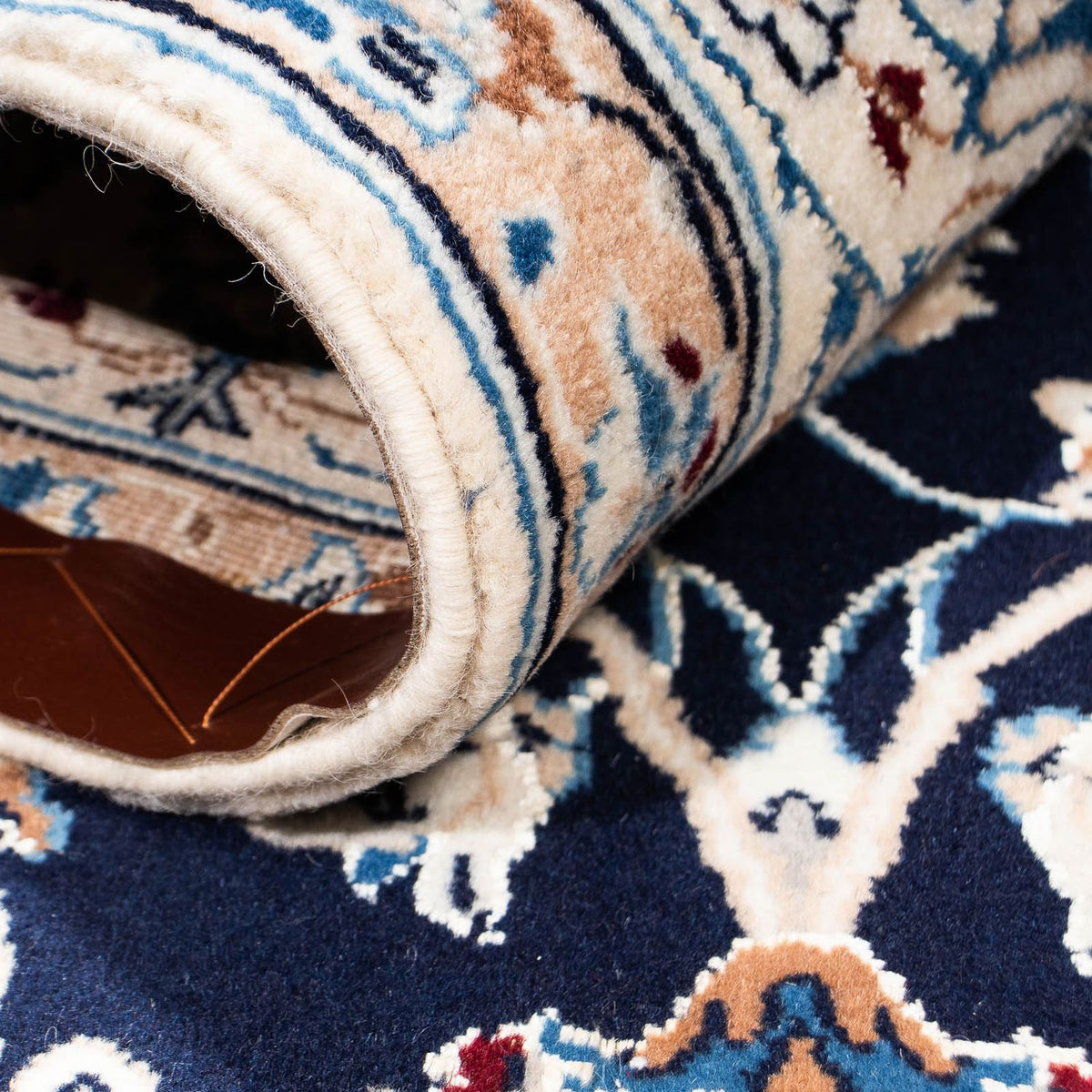 Alfombra Persa - Nain - Real - 231 x 155 cm - azul oscuro