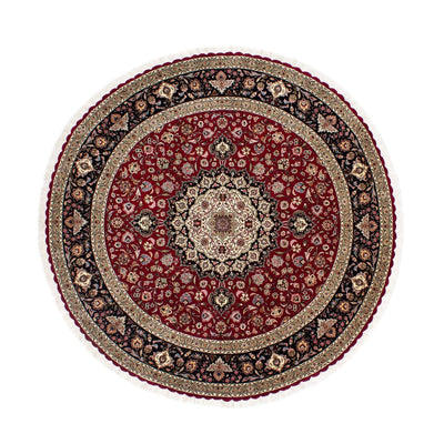 Alfombra Persa - Tabriz - Real redondo  - 245 x 245 cm - rojo oscuro