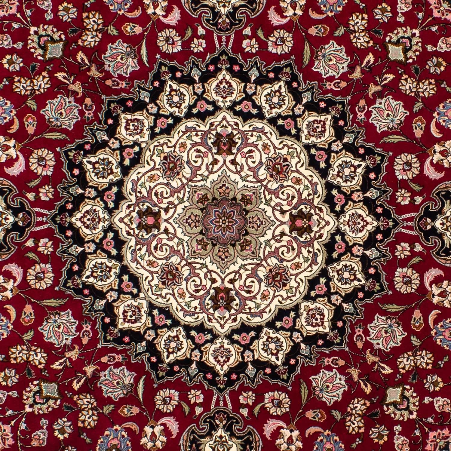 Alfombra Persa - Tabriz - Real redondo  - 245 x 245 cm - rojo oscuro
