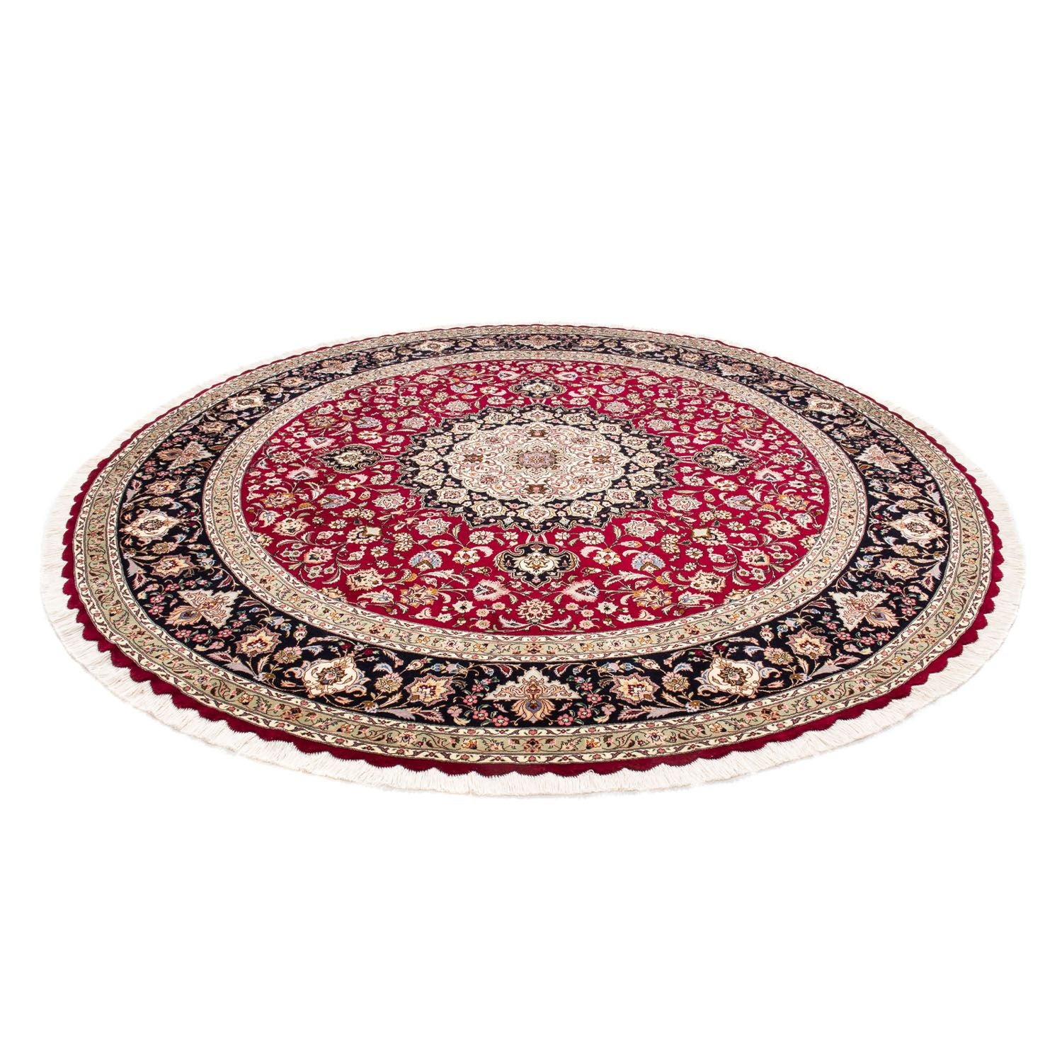 Alfombra Persa - Tabriz - Real redondo  - 245 x 245 cm - rojo oscuro