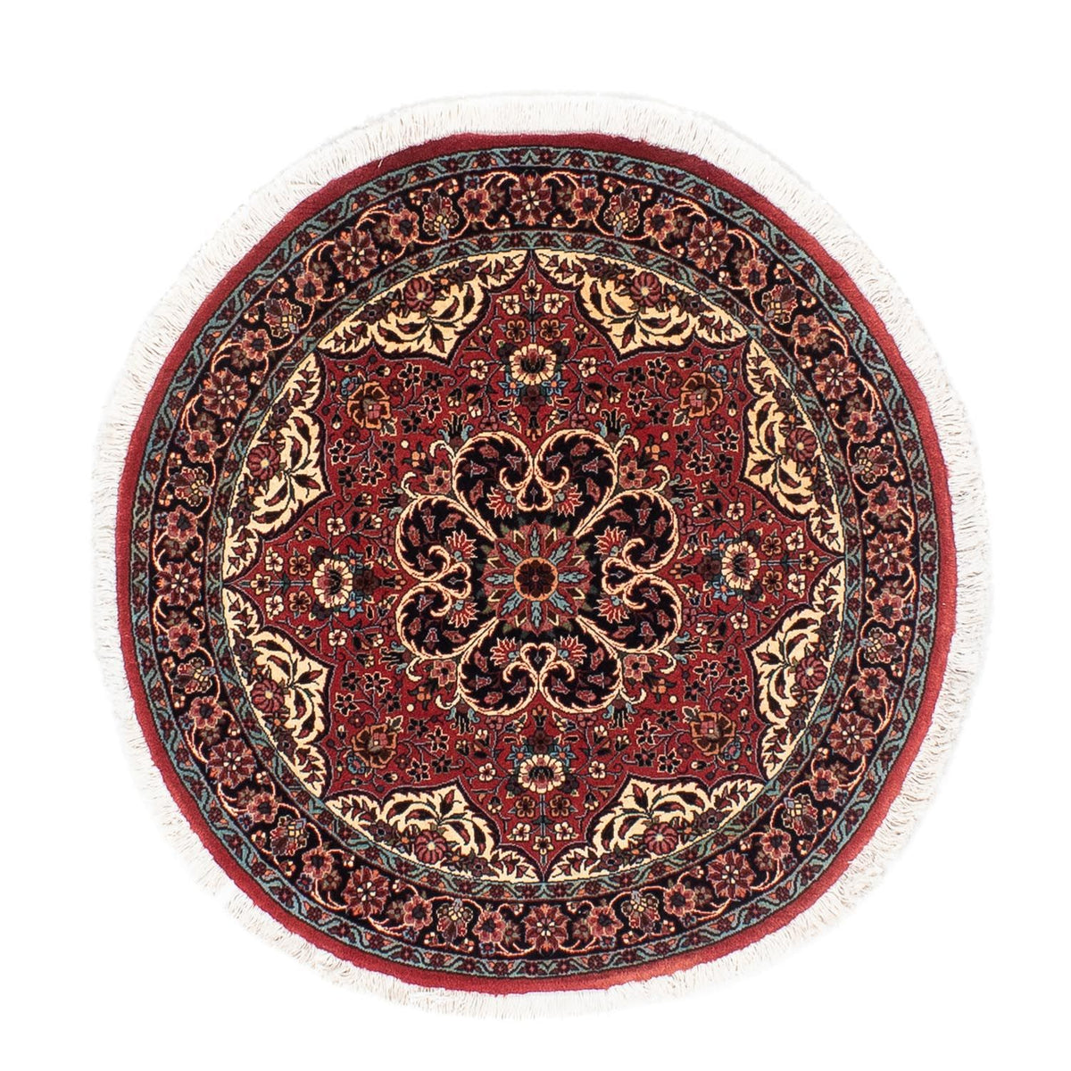 Alfombra persa - Bidjar redondo  - 100 x 100 cm - rojo oscuro