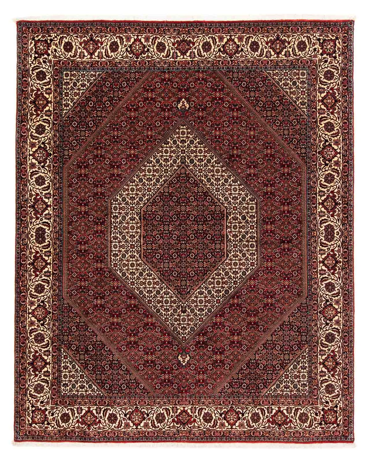 Alfombra persa - Bidjar - 254 x 205 cm - rojo oscuro