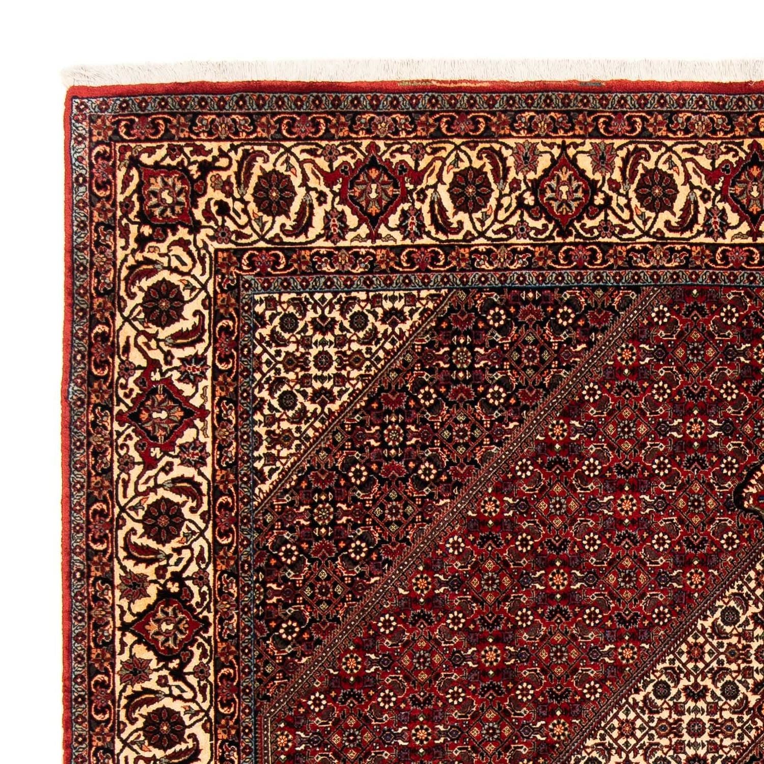 Alfombra persa - Bidjar - 254 x 204 cm - rojo oscuro